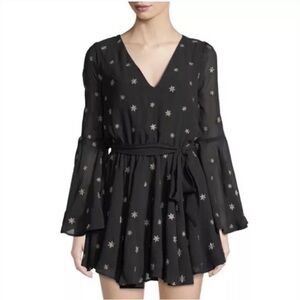 Lovers + Friends Lila Gold Star Dress XSmall Black